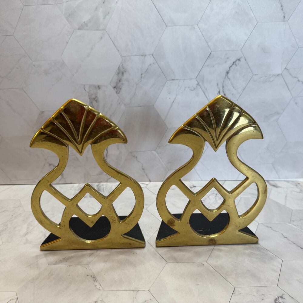 Vtg Virginia Metalcrafters Polished Brass Bookends Historic Charleston HC8-23